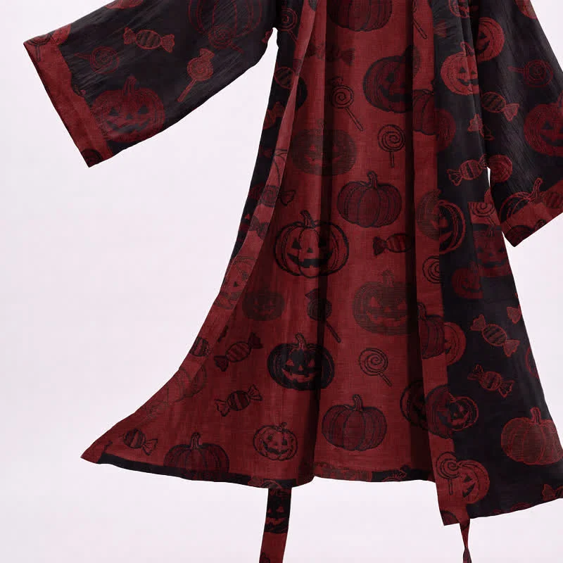 Gruseliger Kürbis-Bonbon-Baumwollkimono