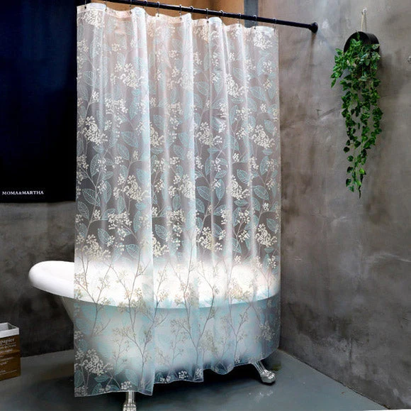 Transparenter PVC Duschvorhang mit Blumen