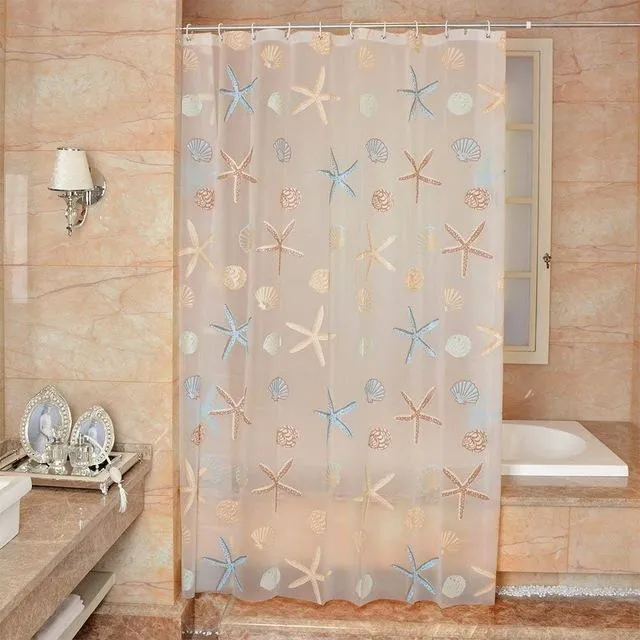 Transparenter Duschvorhang mit Muschel Motiv