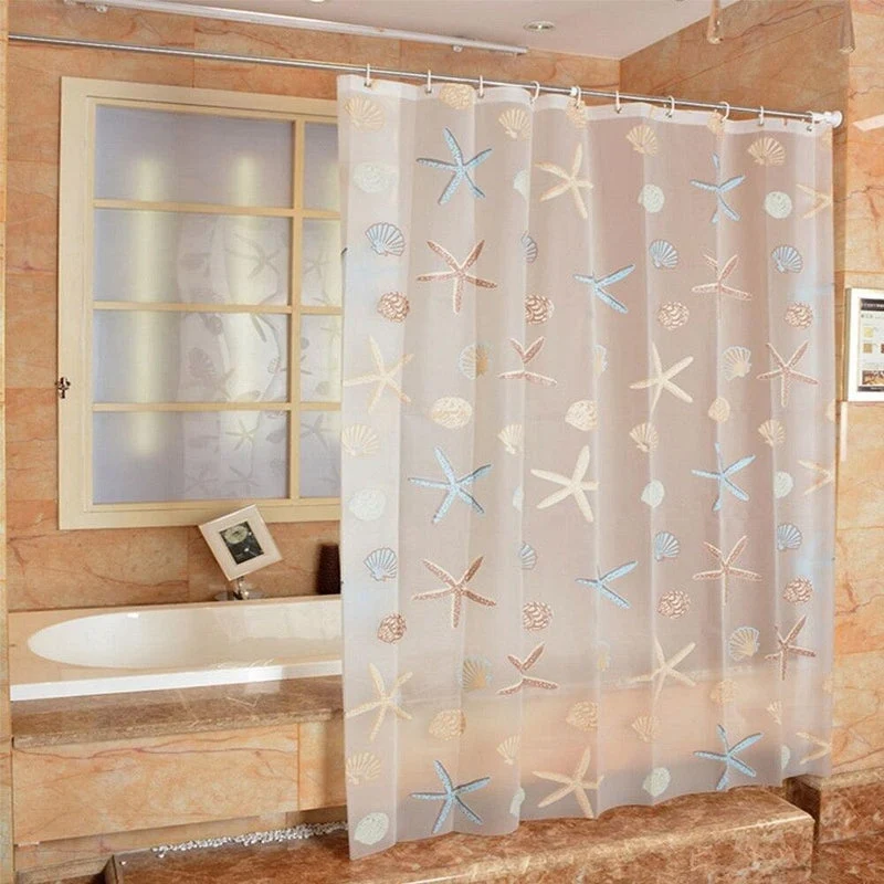 Transparenter Duschvorhang mit Muschel Motiv