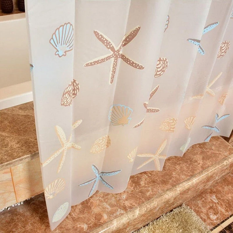 Transparenter Duschvorhang mit Muschel Motiv