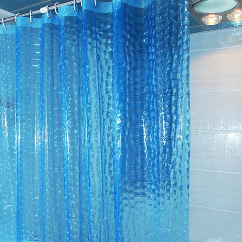 Transparenter Duschvorhang blau mit 3D-Effekt
