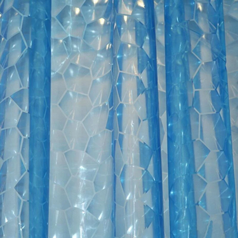 Transparenter Duschvorhang blau mit 3D-Effekt