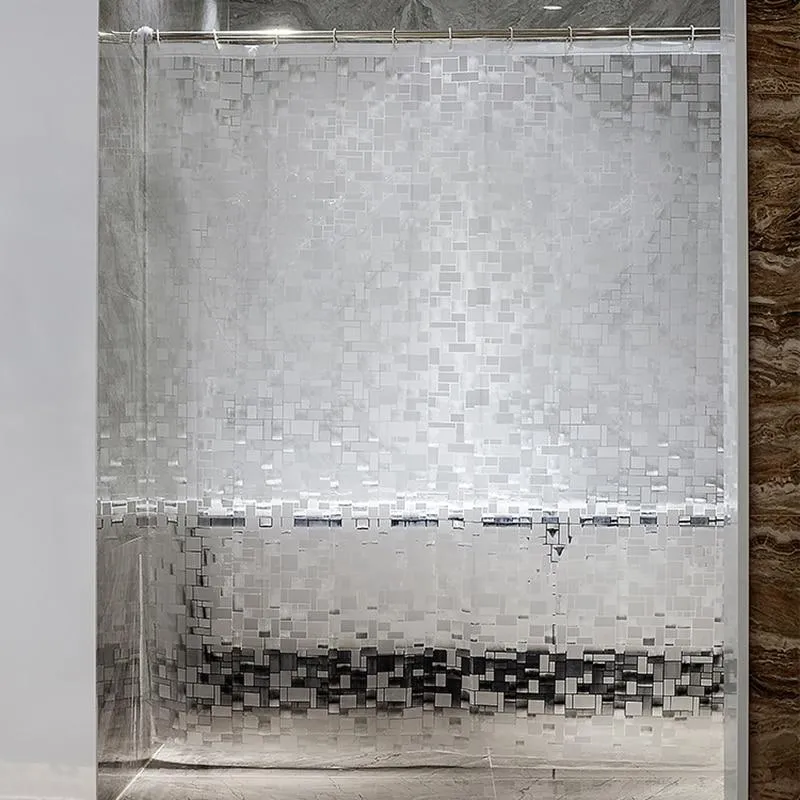 Transparenter PEVA Duschvorhang Mosaik Design