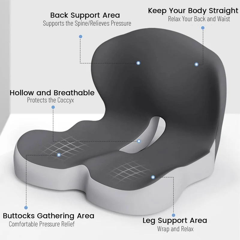 ErgoComfort Pad Memory Foam Seat Cushion | Luvikno