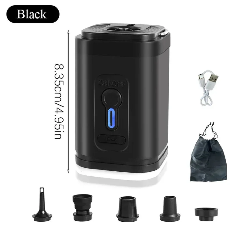 Mini luftpumpe USB-C med 5 dyser – 200 L/min | Luvikno