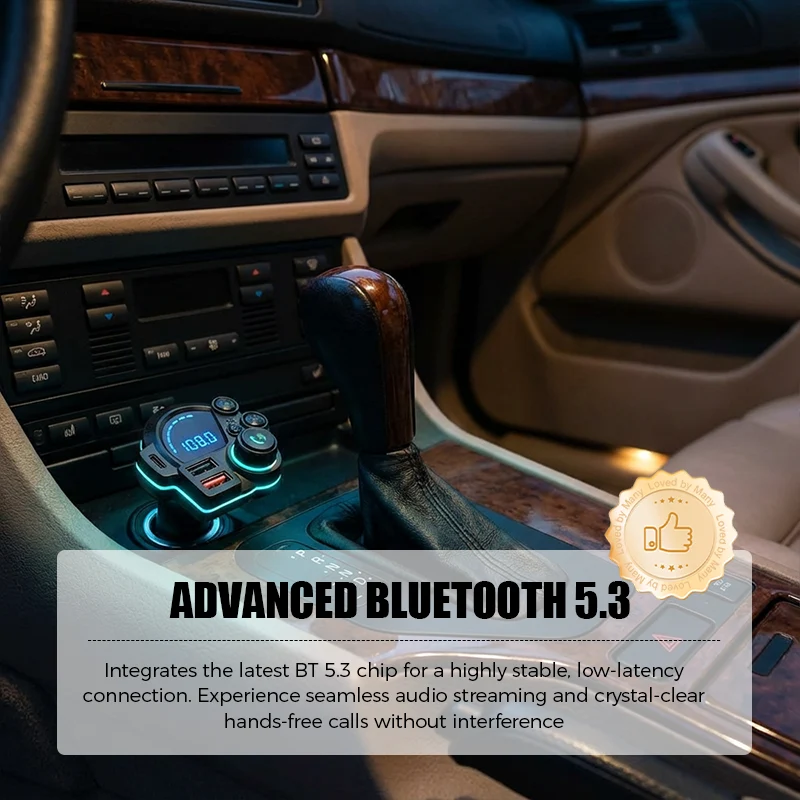 Bil FM-sender Bluetooth 5.3 Dual-USB | Luvikno