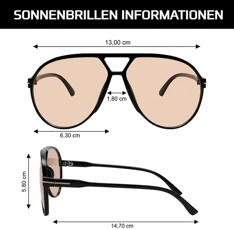 Aviator Oversize Solbriller Retro UV400 | Luvikno