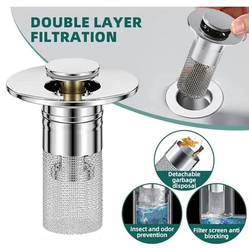 Dreneringsfilter i rustfritt stål med pop-up mekanisme | Luvikno