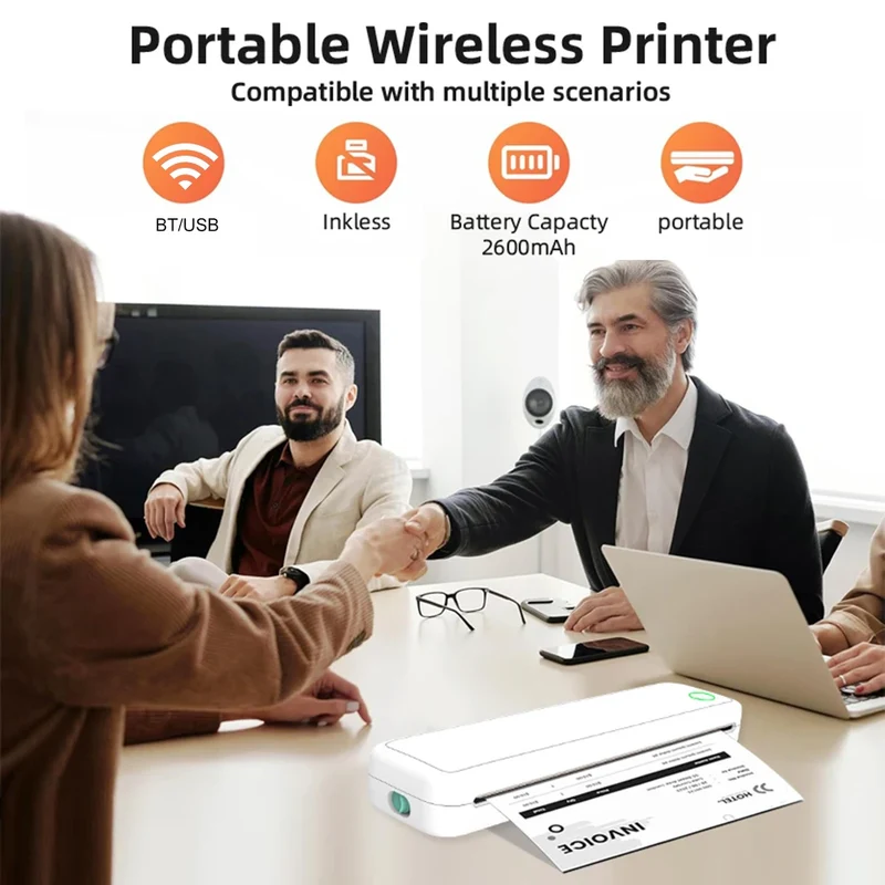 Tragbarer A4 Thermodrucker ohne Tinte – Bluetooth