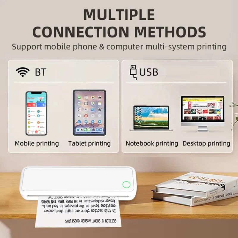 Tragbarer A4 Thermodrucker ohne Tinte – Bluetooth