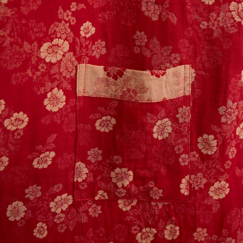 Retro-Kimono aus Baumwollgaze mit Blumenmuster