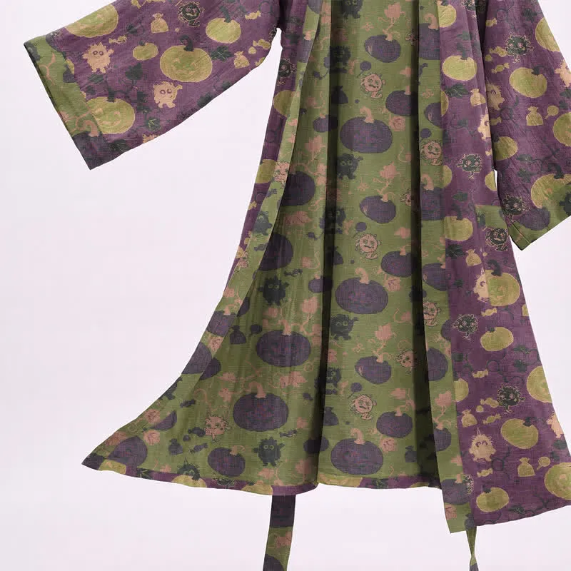 Halloween Kürbis Monster Baumwollkimono-Bademantel