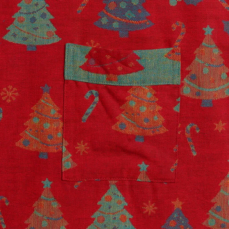 Kimono-Bademantel aus Baumwollgaze mit Weihnachtsbaummotiv