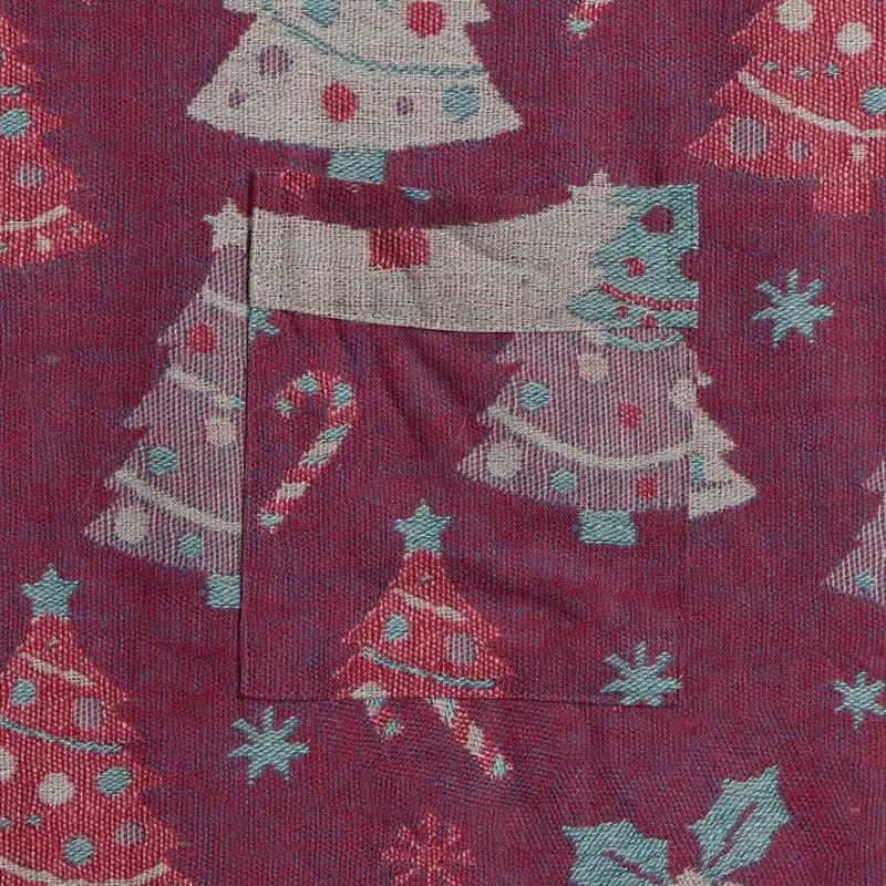 Kimono-Bademantel aus Baumwollgaze mit Weihnachtsbaummotiv