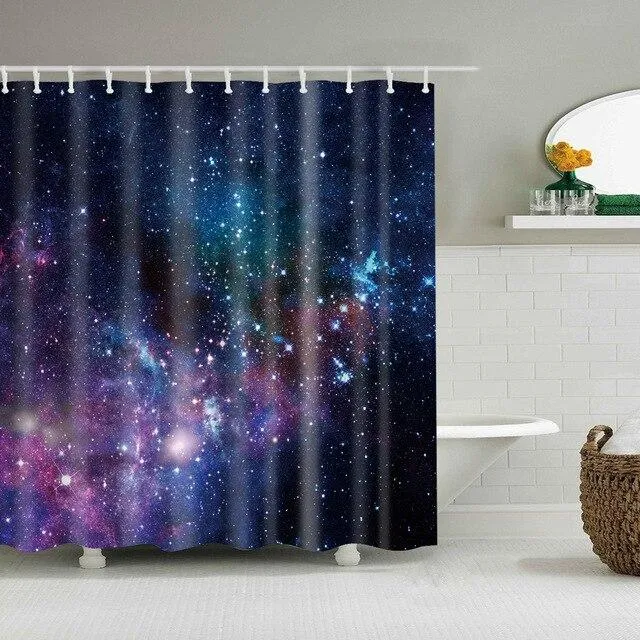 Duschvorhang mit Galaxie Sternenhimmel Motiv