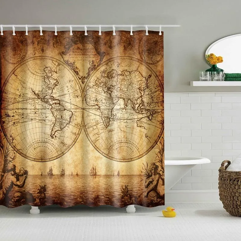 Duschvorhang Vintage Weltkarte für Badezimmer