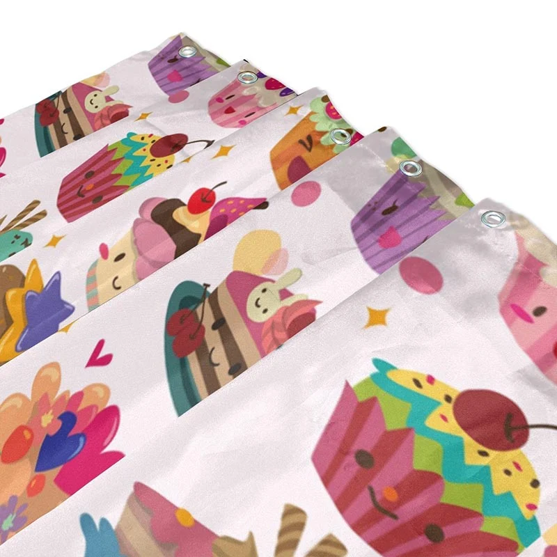 Bunter Duschvorhang mit Cupcake Muster
