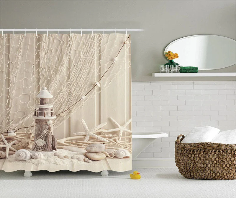 Duschvorhang maritim Muscheln Strand beige