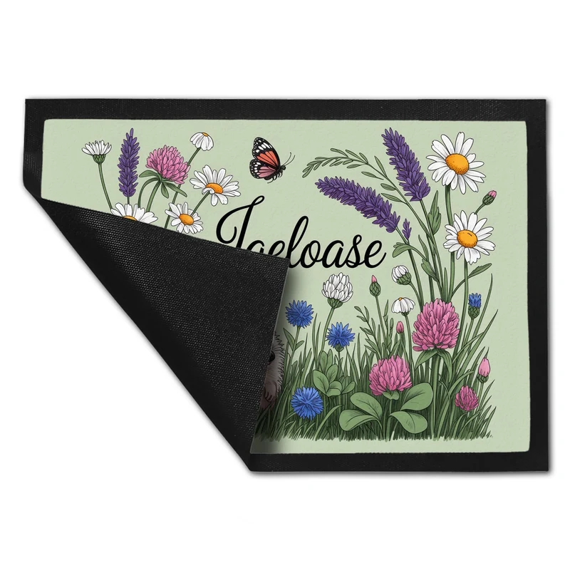 Igel auf Wildblumen Igeloase Fußmatte in 35x50 cm Gartendeko