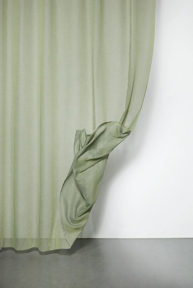 Wool Effect Sheer Curtains in Moss Green