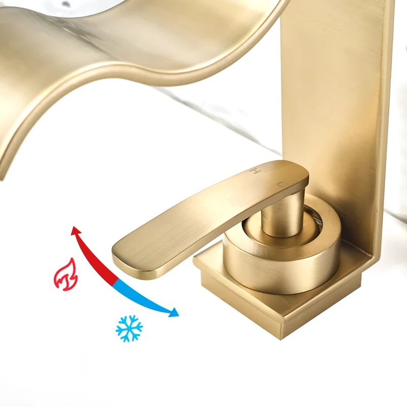 Goldglanz Waschtischarmatur mit Wasserfallauslauf und Einhebelmischer