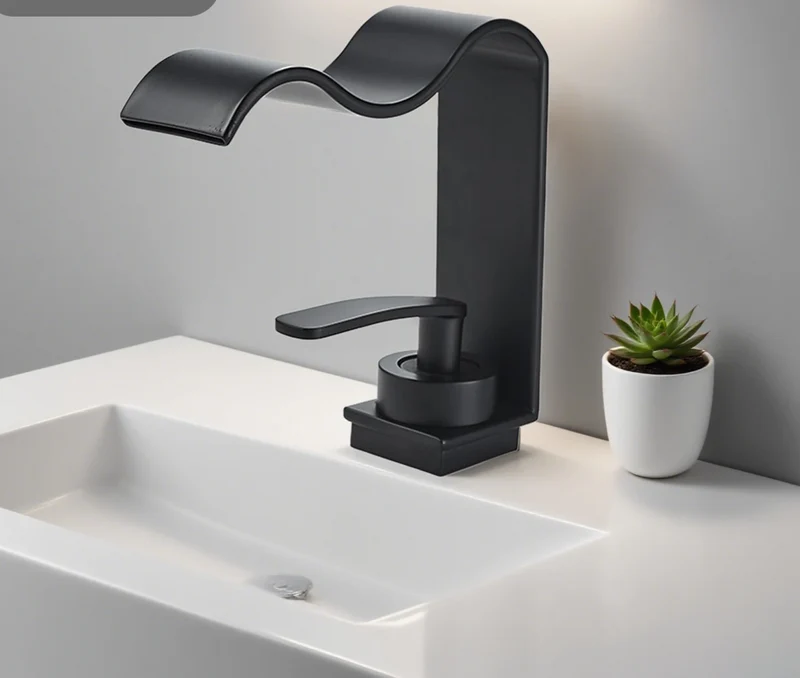 Goldglanz Waschtischarmatur mit Wasserfallauslauf und Einhebelmischer