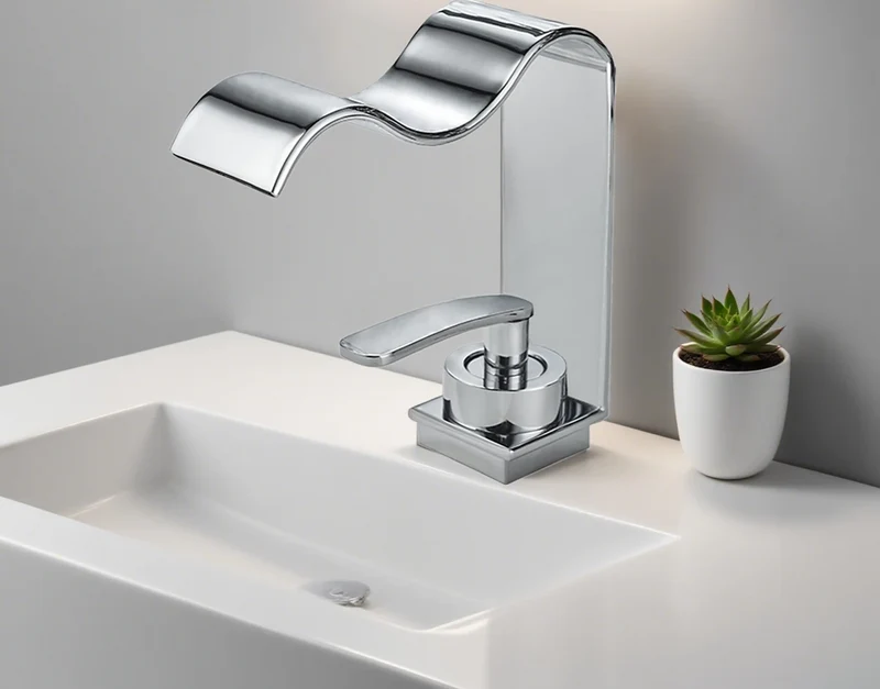 Goldglanz Waschtischarmatur mit Wasserfallauslauf und Einhebelmischer