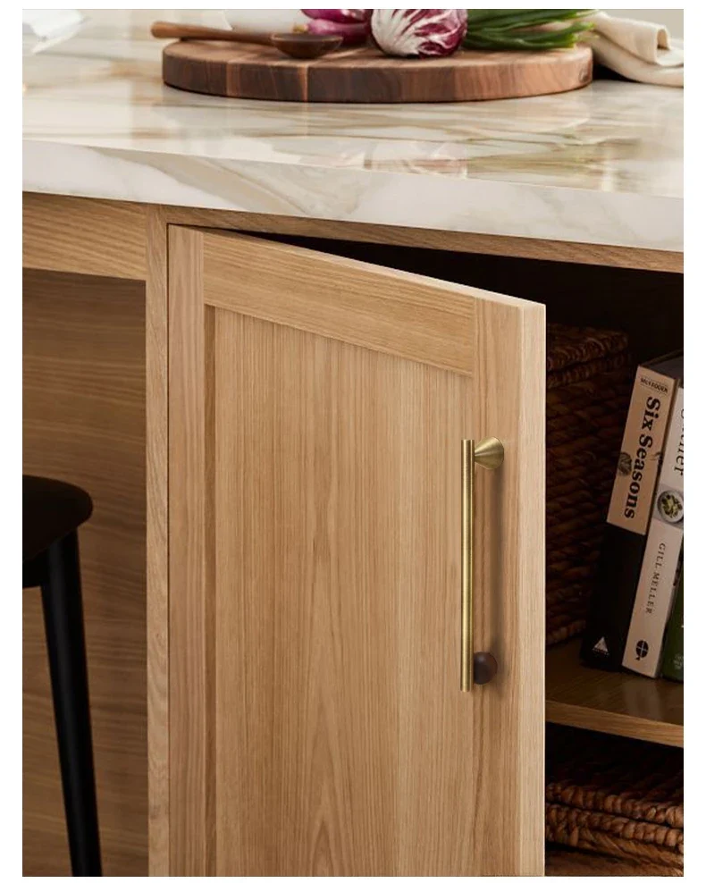 Valnora WoodLine Möbelgriff & Knopf – Bronze-Messing Look mit Walnussholz Akzent (128 mm)