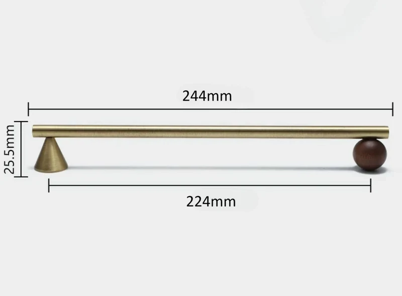 Valnora WoodLine Möbelgriff & Knopf – Bronze-Messing Look mit Walnussholz Akzent (128 mm)