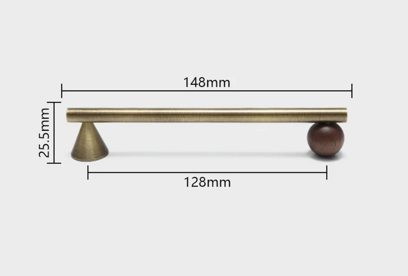 Valnora WoodLine Möbelgriff & Knopf – Bronze-Messing Look mit Walnussholz Akzent (128 mm)