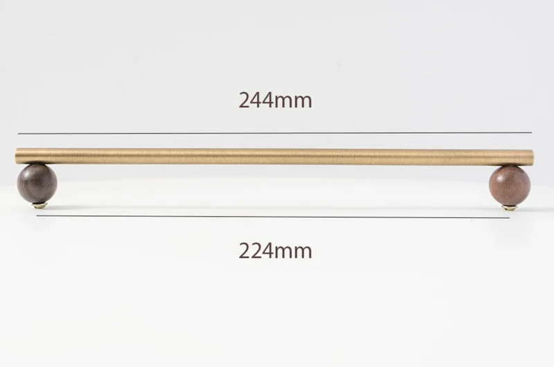 Valnora WoodLine Möbelgriff & Knopf – Bronze-Messing Look mit Walnussholz Akzent (128 mm)