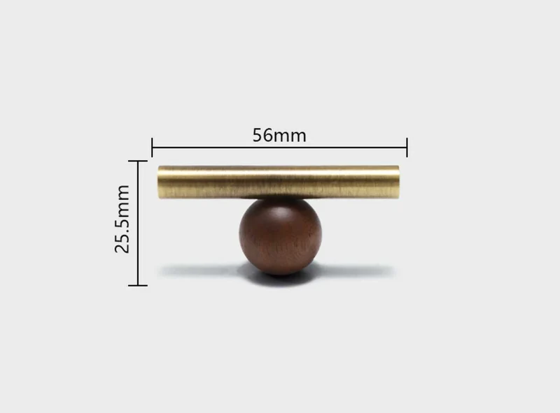 Valnora WoodLine Möbelgriff & Knopf – Bronze-Messing Look mit Walnussholz Akzent (128 mm)