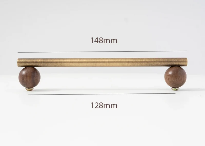 Valnora WoodLine Möbelgriff & Knopf – Bronze-Messing Look mit Walnussholz Akzent (128 mm)