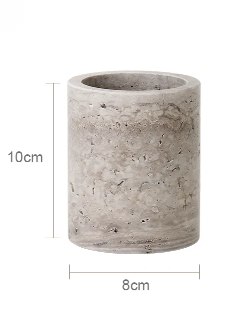 WabiSabiStone Natur-Silberasche Badezimmer-Accessoires – Luxus Cave Stone Set