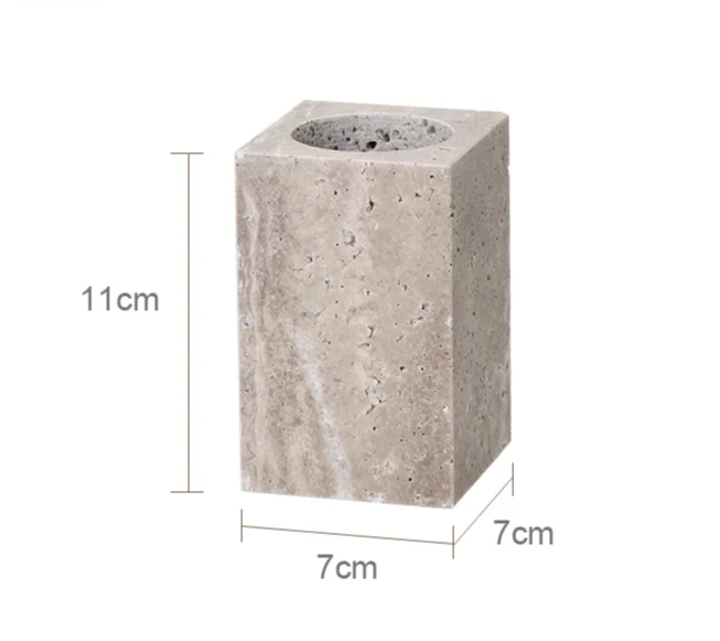 WabiSabiStone Natur-Silberasche Badezimmer-Accessoires – Luxus Cave Stone Set