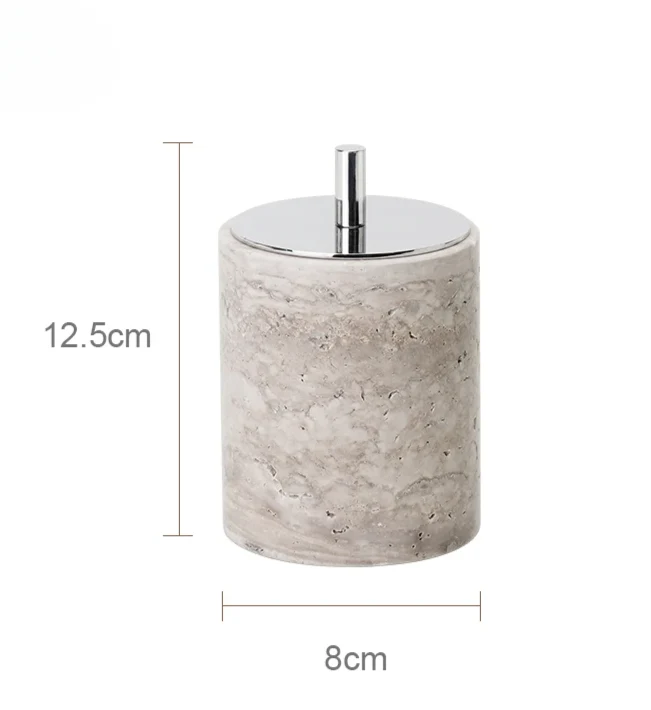 WabiSabiStone Natur-Silberasche Badezimmer-Accessoires – Luxus Cave Stone Set