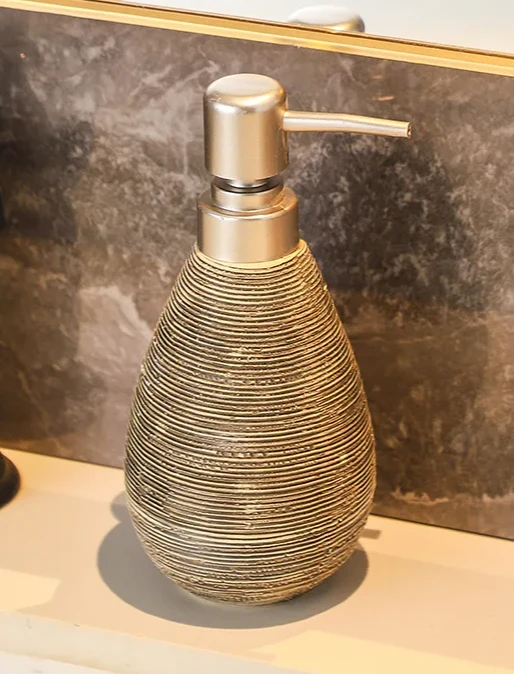 CeramiLux Vintage Badezimmer Set – Duschgel Flasche, Zahnbürstenhalter & Mundspülbecher
