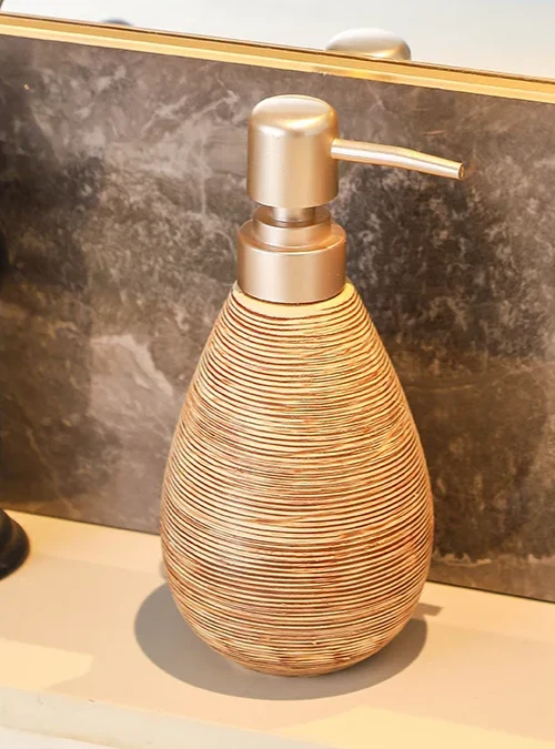 CeramiLux Vintage Badezimmer Set – Duschgel Flasche, Zahnbürstenhalter & Mundspülbecher