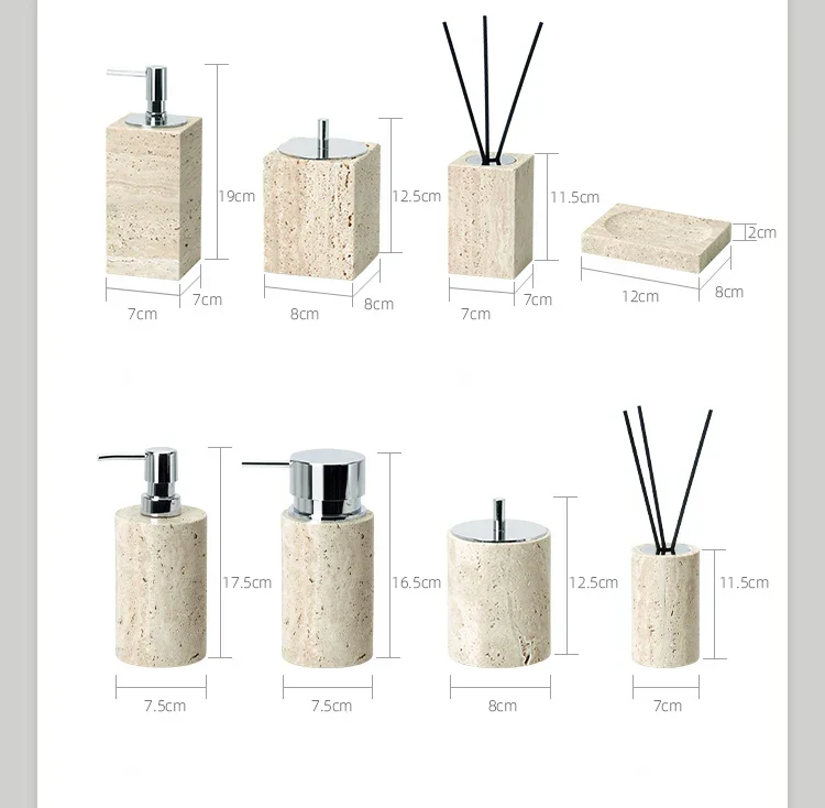 Travèra Beige Travertin Badezimmer-Set