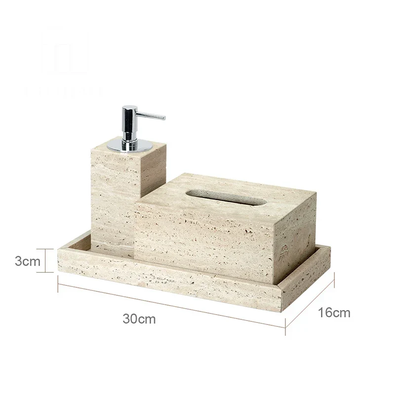 Travèra Beige Travertin Badezimmer-Set