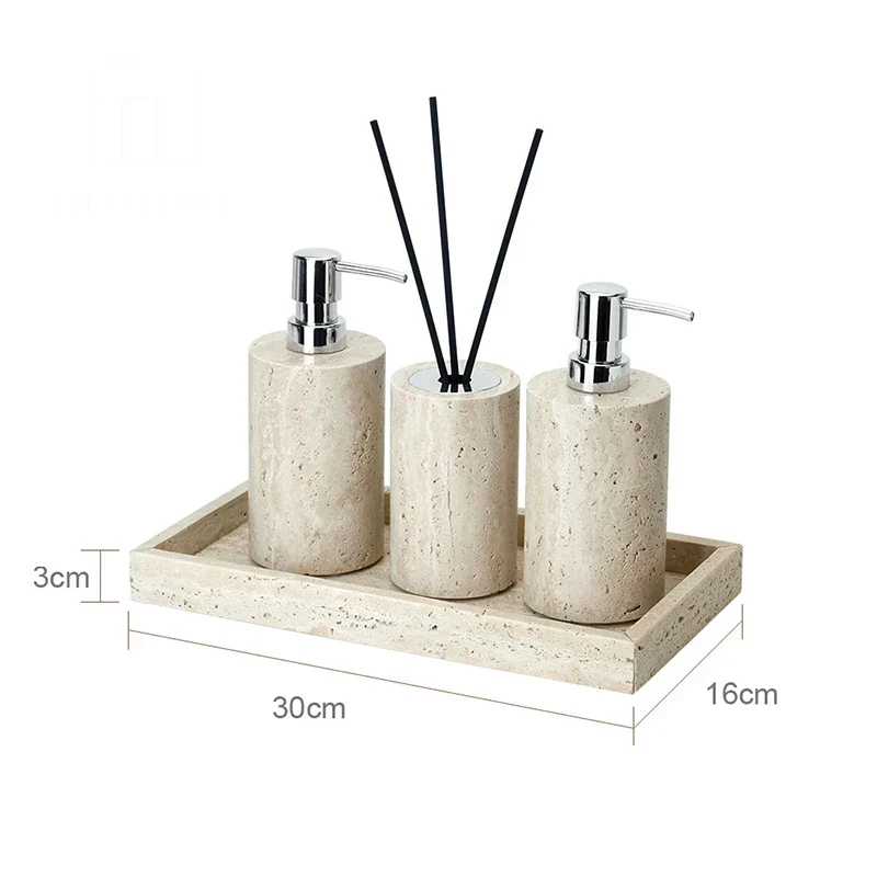 Travèra Beige Travertin Badezimmer-Set