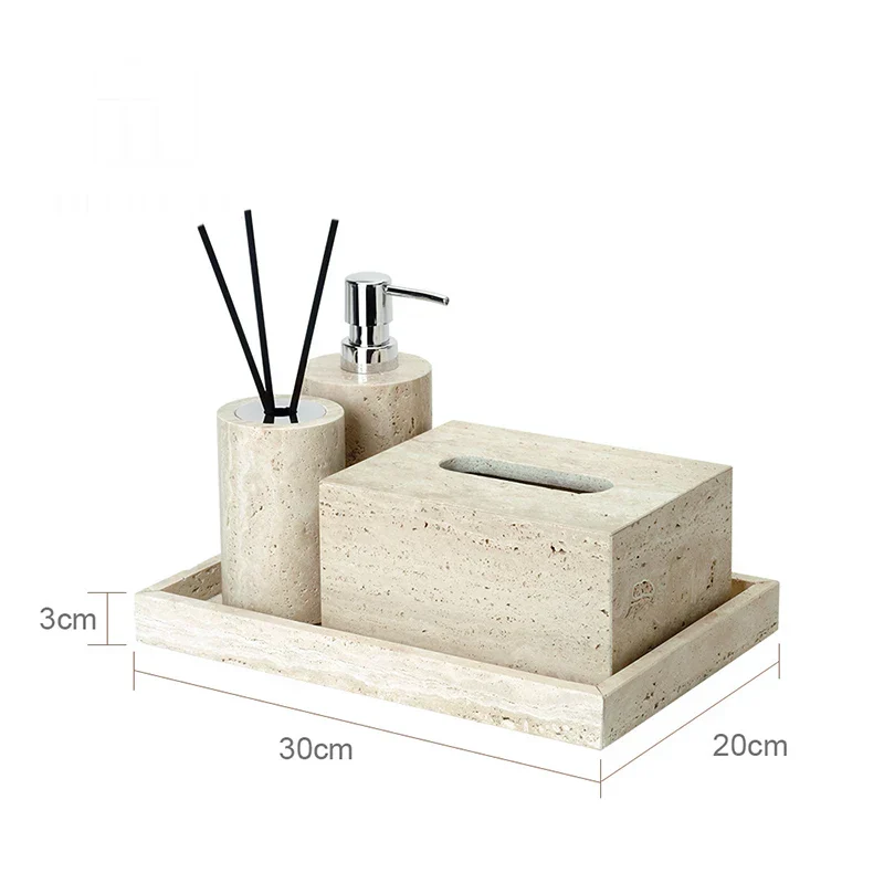 Travèra Beige Travertin Badezimmer-Set