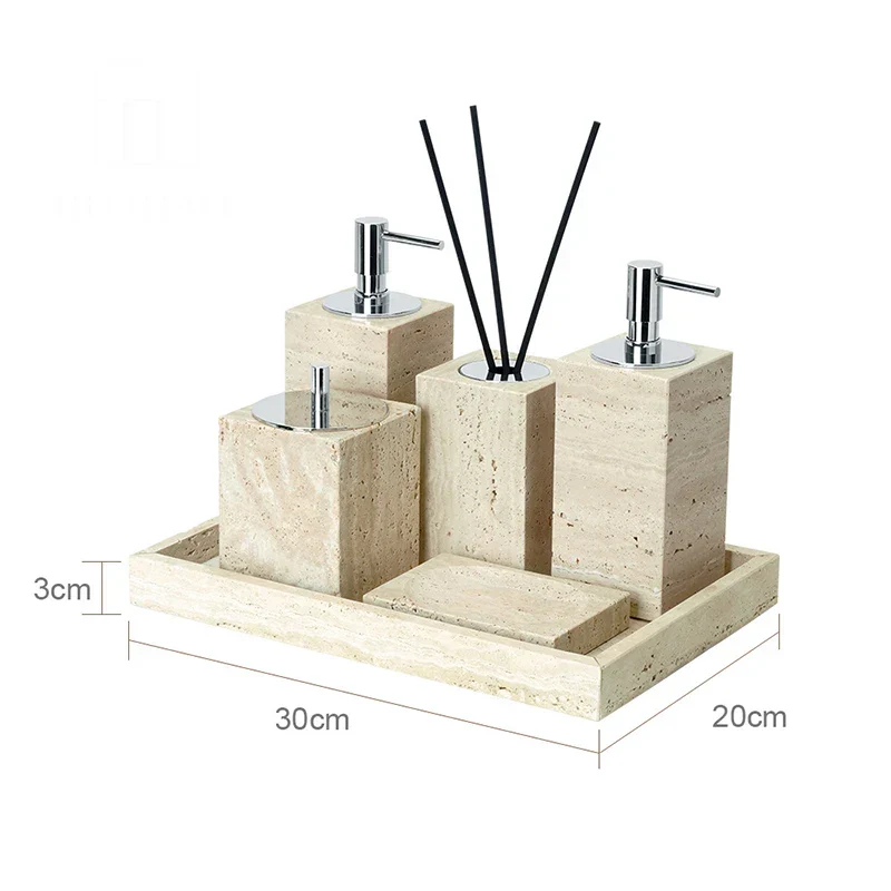 Travèra Beige Travertin Badezimmer-Set