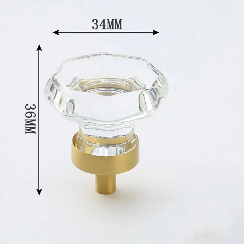 LuxoraCrystal Champagne – Kristall Möbelknopf mit Goldbasis