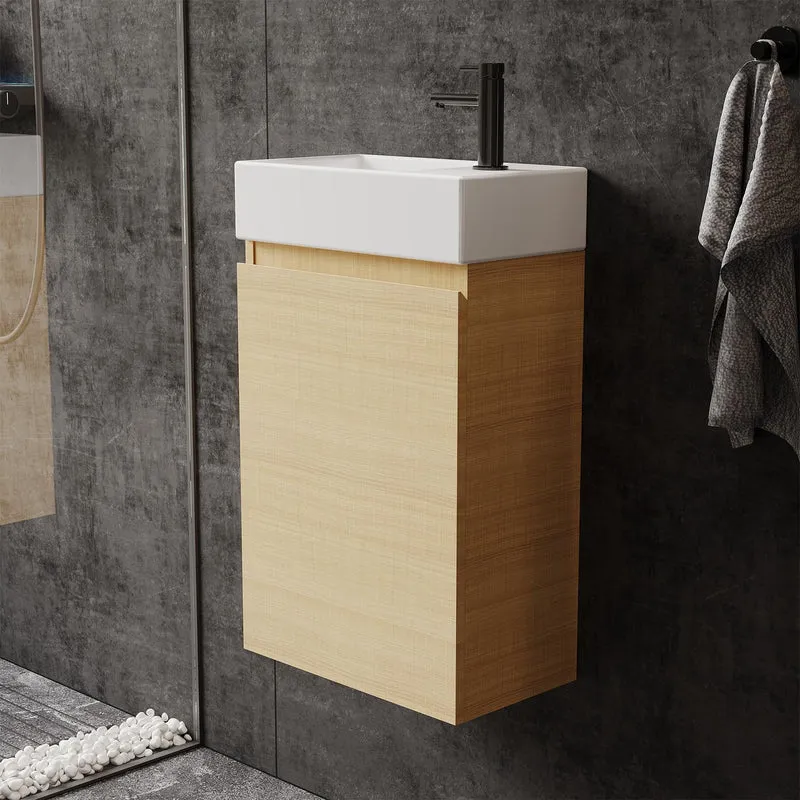 Garvee Armadio Bagno Moderno MDF Resistente Lavabo Ceramica Porta Soft-Close Rovere Design Europeo Compatto