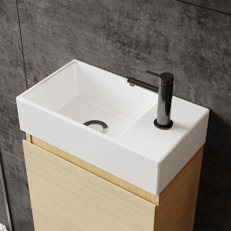 Garvee Armadio Bagno Moderno MDF Resistente Lavabo Ceramica Porta Soft-Close Rovere Design Europeo Compatto