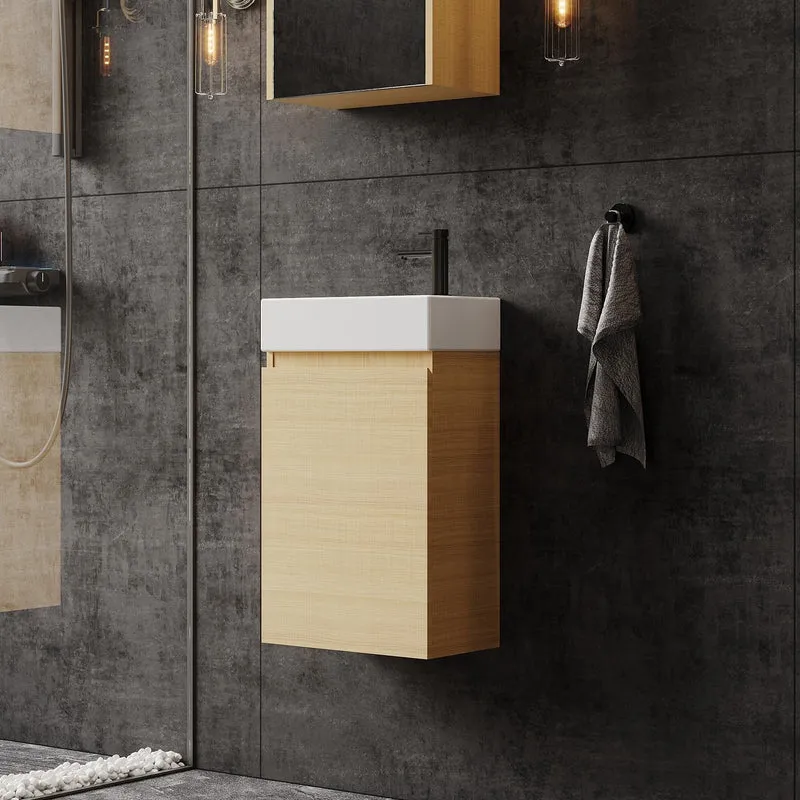 Garvee Armadio Bagno Moderno MDF Resistente Lavabo Ceramica Porta Soft-Close Rovere Design Europeo Compatto