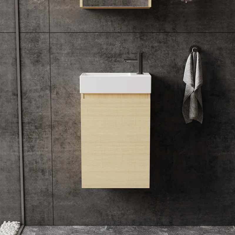 Garvee Armadio Bagno Moderno MDF Resistente Lavabo Ceramica Porta Soft-Close Rovere Design Europeo Compatto