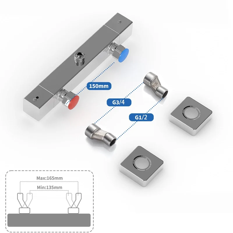 Garvee Duscharmatur Thermostat Quadratisch Chrom Einzelabgang Für Modernes Badezimmer, Zinklegierung, Chrom
